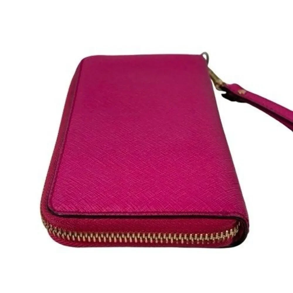 Michael Kors Jet Set Travel Continental Wristlet Wallet Pink Saffiano Leather